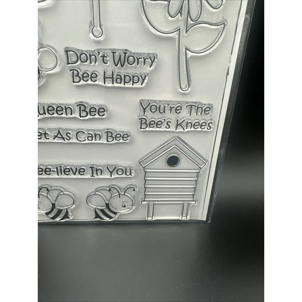 The Hedgehog Hollow 6x8 photopolymer stamp set Bee Hive Happy Honey Jar